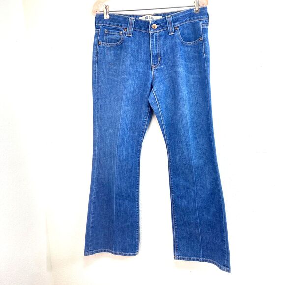 Woman's GAP Curvy Flare Blue Jeans Size 10 Mid Rise 34/31 Ankle 5 Pockets - Picture 1 of 16
